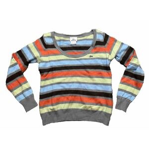 LACOSTE Alligator Striped Scoop Neck Tight Knit Sweater Womens Size 36